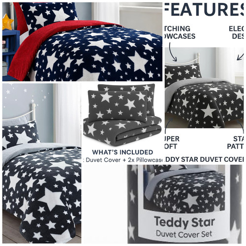 Teddy star duvet cover - star,