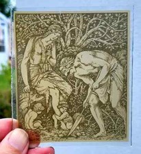 Stained glass Adam & Eve Garden Of Eden Religious  permanent paint fired piece