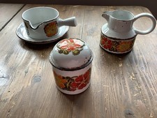 Wedgwood Midwinter Stonehenge Nasturtium Milk Jug Sugar Bowl and Gravy Boat