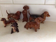 6 Beswick "Sitting" & "Begging” Dachshund Figurines Goebel Dog Red Smooth Hair
