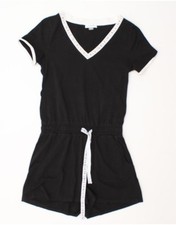 CALVIN KLEIN Womens Graphic Playsuit UK 10 Small  Black Cotton CU01