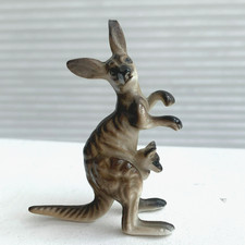 Vintage Porcelain Kangaroo Figurine, Miniature Bone China Joey in Pouch 6.5 cms