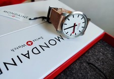 Mondaine Official Swiss Railway Watch SBB CFF FFS White Dial Beige Strap Boxed