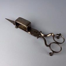 ANTIQUE CANDLE SNUFFER WICK TRIMMER SCISSORS FOOTED METAL SPRUNG