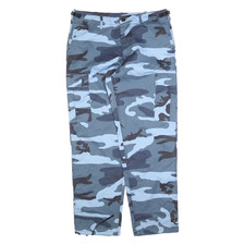 MIL-TEC Mens Cotton Blend Blue Camouflage Regular Fit Cargo Trousers W34 L32