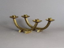 Brass candelabra set, Vintage 1950s, Dining table centerpiece, MCM design