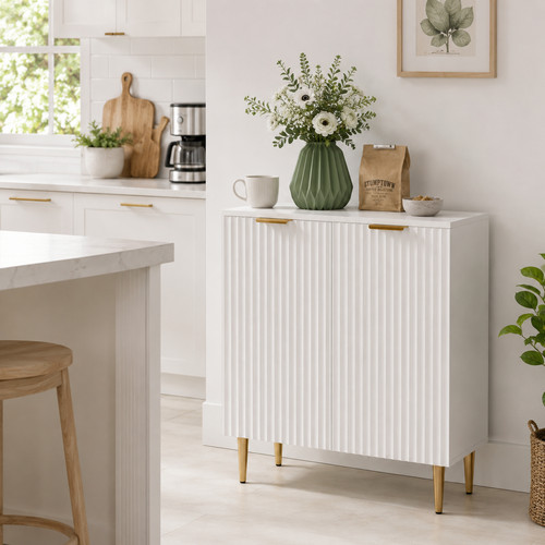 White fluted sideboard - fluted,