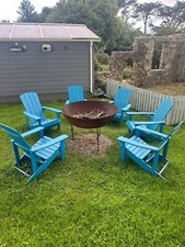 6 X Blue Beliani Adirondack Fire Pit Garden Chairs. Used Good Condition.