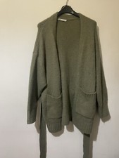 Zara Cardigan Size M Long Line Alpaca Wool Green Mix