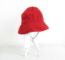 BNWT Burberry Childs Military Red Polyester Sun Rain Bucket Hat | 52cm 4-6yrs