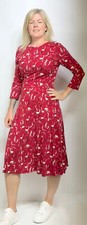 HOBBS 3/4 Slv Fara Cat/Feline Dress Fit&Flare ZipBack Knee RedMix(A294)RRP£99