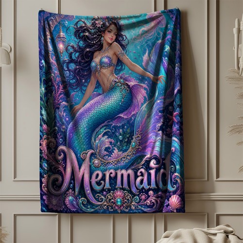 Mermaid coral fleece blanket - coral,