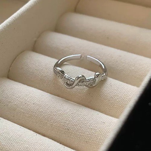 Adjustable snake ring - snake, silver