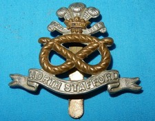 THE NORTH STAFFORD REGIMENT BRITISH MILITARY CAP BADGE - BI METAL - SLIDER