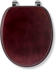 Solid Wood Toilet Seat, Mahogany - Chrome Fitting