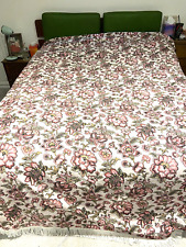 Large Double Pink Retro Floral Vintage Fabric Bedspread Bed Cover BD88