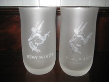 Vintage Pair Frosted Remy Martin Fine Champagne Cognac Drinking Glasses