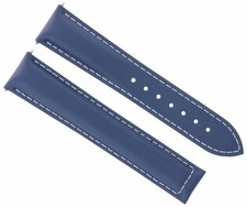 LEATHER STRAP WATCH BAND FOR OMEGA SEAMASTER SPEEDMASTER MOON 19/16 BLUE WS