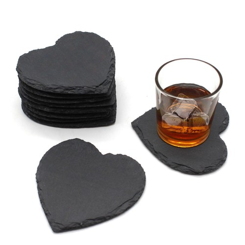 Slate coasters set - heart, bulk