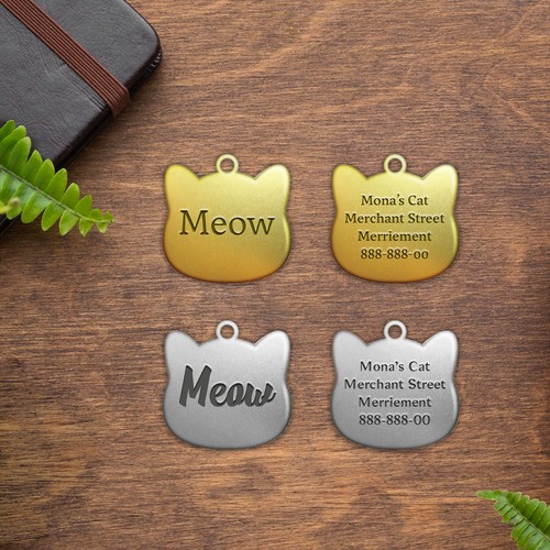 Personalised cat tag engraved - personalised,