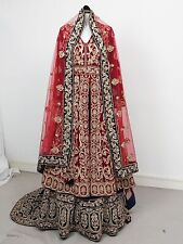 Indian Bridalwear Anarkali Gown Dress Lehnga Red Blue Heavy Embroidery Size M/L