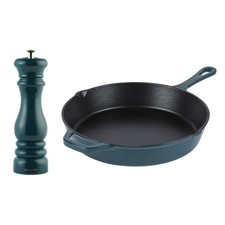 Salter Chester Mill & Frying Pan Set – 26cm Skillet & Spice Grinder, Green
