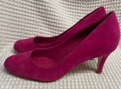 Raspberry suede medium heel - medium,
