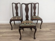 DINING CHAIRS 3 Vintage Mahogany Berkeley Upholstery Floral Pattern Fiddle Back