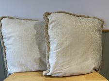 Large Dorma Jacquard Elaborate 2 Cushion Covers 60 x 60 cm Beige Gold Cream
