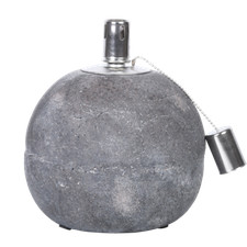 Garden Oil Lamp Burner Concrete Sphere Outdoor Patio Light Stainless Steel Large