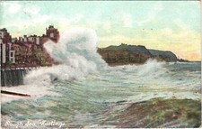 Rough Sea Hastings Postcard To
