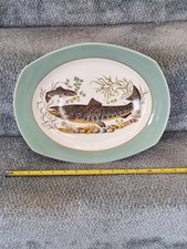 Figgjo Flint Norway Fish Serving Plate Platter Mid Green Salmon Vintage 1960s