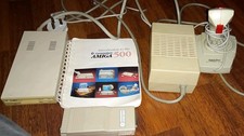 Commodore Amiga Power Supply, A520 MOD, Disk Drive, Joystick & A500 Manual
