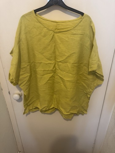 Italian linen lime green top - green,