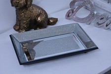 30x20cm NEW GLITTER PLATE DIAMANTE MIRROR CANDLE PLATE MIRRORED TRAY PLATE
