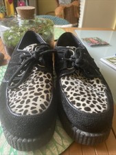 Underground Wulfrun Creepers - Black With Animal/Leopard Suede - UK 7