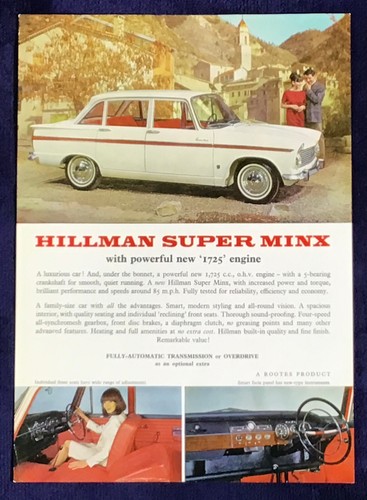 Hillman super minx - hillman, sales