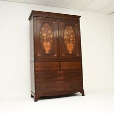Antique Edwardian Inlaid Mahogany Linen Press by Maple and Co
