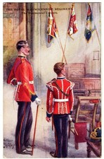 WW 1 Postcard - Regimental Colours, Royal Warwickshire. OAS Postmarks, 1917.