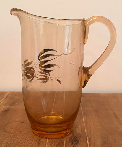 Amber glass pitcher jug - glass,