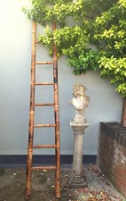 Vintage 200cms Tapered Bamboo Ladder / Steps Bathroom Towel Rail / Hanging Rack
