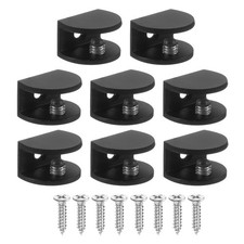 8 Pcs Adjustable Frameless Glass Shelf Bracket, Shower Glass Clamp Clip, Black