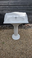 Reclaimed Original Antique Bathroom Sanitan Sink On Pedestal Base