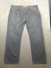 Mantaray Jeans Men's Size 40 Grey Straight 31"L Concealed Button Fly 100% Cotton