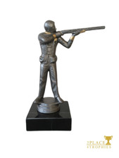 Clay Pigeon Shooting Trophy Antique Silver Figure 6" Award Prize FREE ENGRAVING