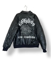 Ed Hardy Faux Leather Jacket Size XL Black Quilted At Urban Outfitters