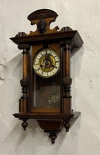 Antique Wall Clock In Wooden Case Small Vienna Style With Gong