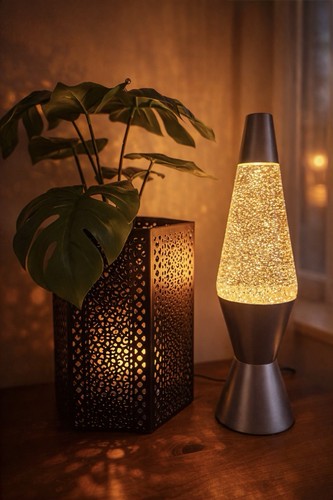 Silver glitter lava lamp - glitter,