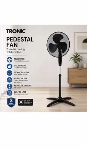 Tronic black pedestal fan - black,