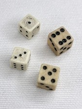 2 x Pairs Of Antique Vintage Tiny Miniature Collectable Bone / Bovine Cubed Dice